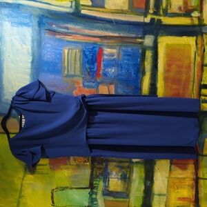 KH II Sportswear LTD Vintage 70s Shear flutter sleeves Royal Blue dress small